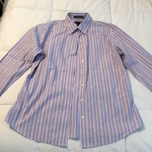 Lands End purple stripe button down shirt